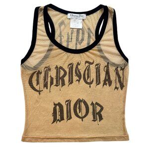 Christian Dior SS 2002 Gothic Logo Mesh Tank – Authentic